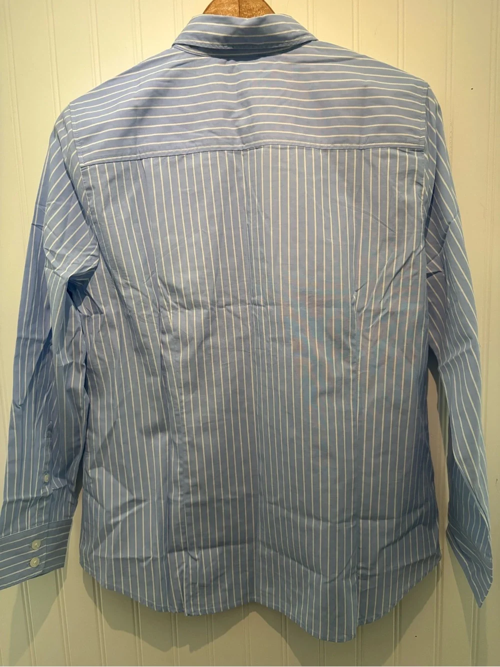 J.CREW LP Regenerative cotton blend Blue/White Striped Button-Down Shirt NWOT - Picture 4 of 7